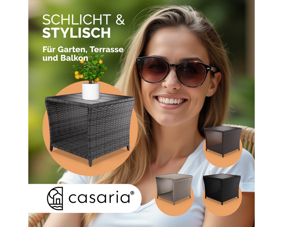 Casaria Beistelltisch (1-St), Polyrattan WPC Tischplatte 45x45x40cm Wetterfest Outdoor Garten – Bild 5 von 5