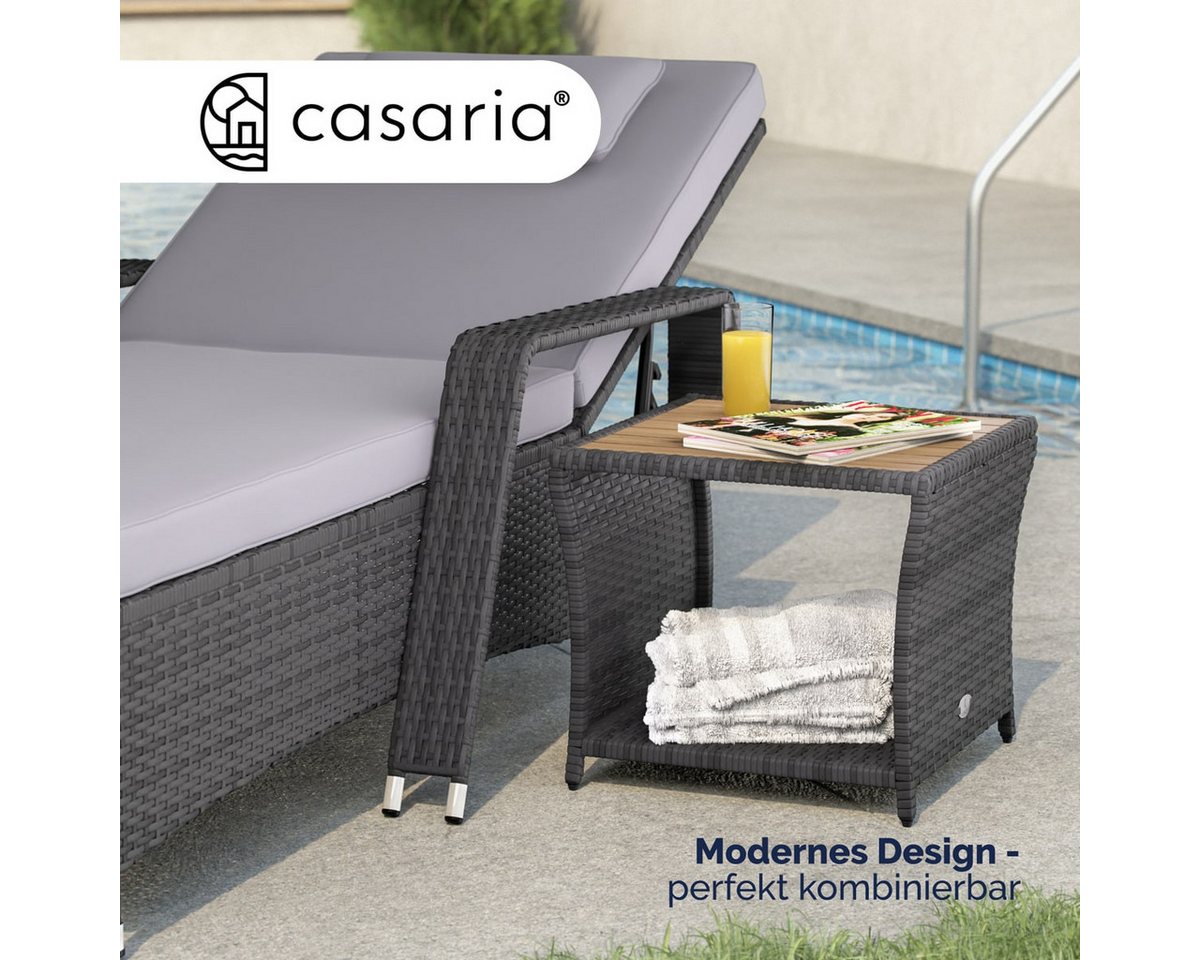 Casaria Beistelltisch, Polyrattan Akazienholz 45x45x40cm Wetterfest 80kg Belastbarkeit Garten – Bild 3 von 5