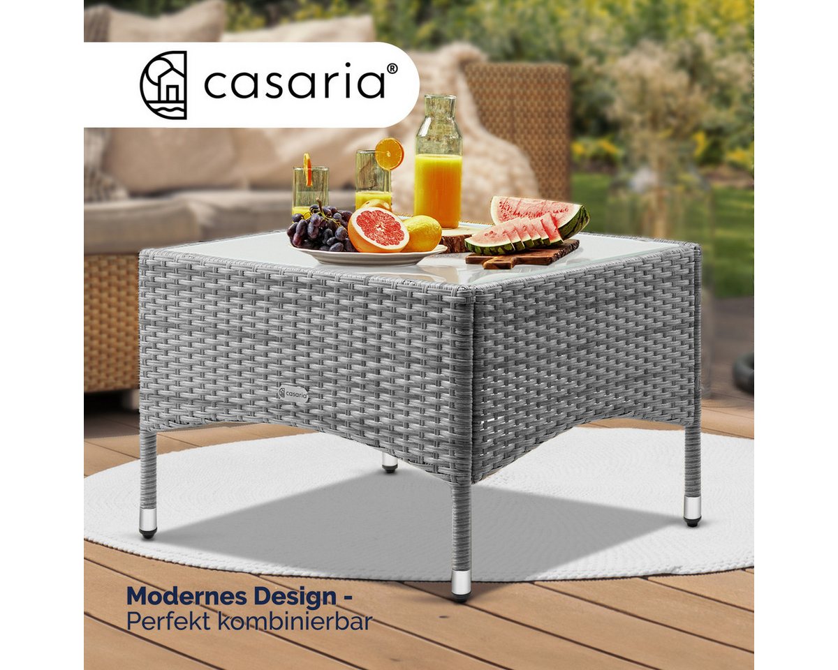 Casaria Beistelltisch, Polyrattan 58x58cm Wetterfest Höhenverstellbar 80kg Belastbarkeit – Bild 2 von 5