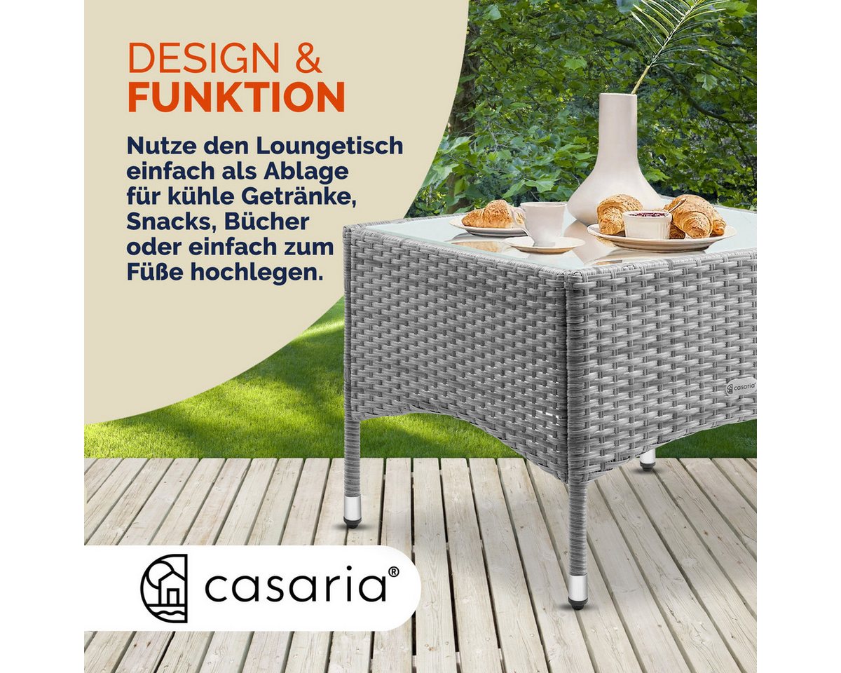 Casaria Beistelltisch, Polyrattan 58x58cm Wetterfest Höhenverstellbar 80kg Belastbarkeit – Bild 4 von 5