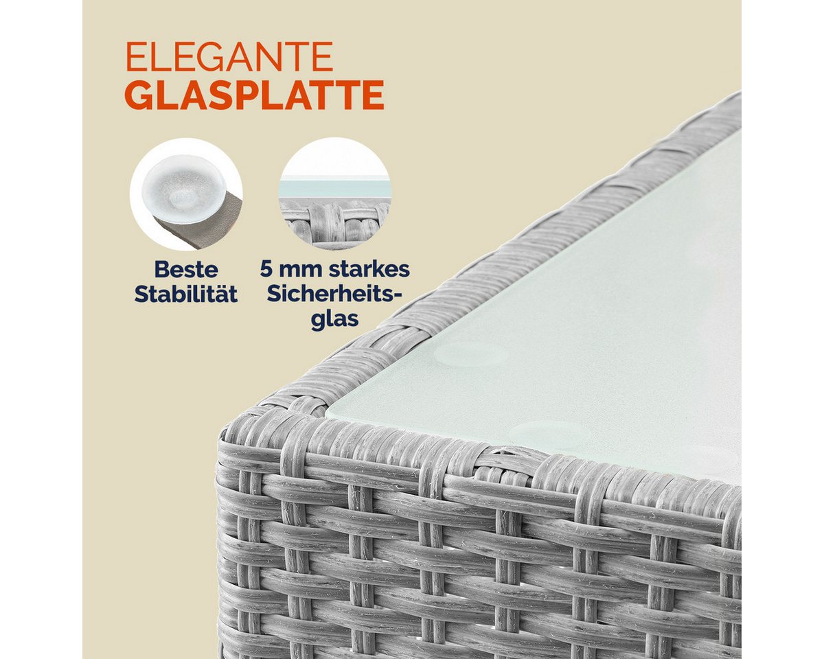 Casaria Beistelltisch, Polyrattan 58x58cm Wetterfest Höhenverstellbar 80kg Belastbarkeit – Bild 5 von 5