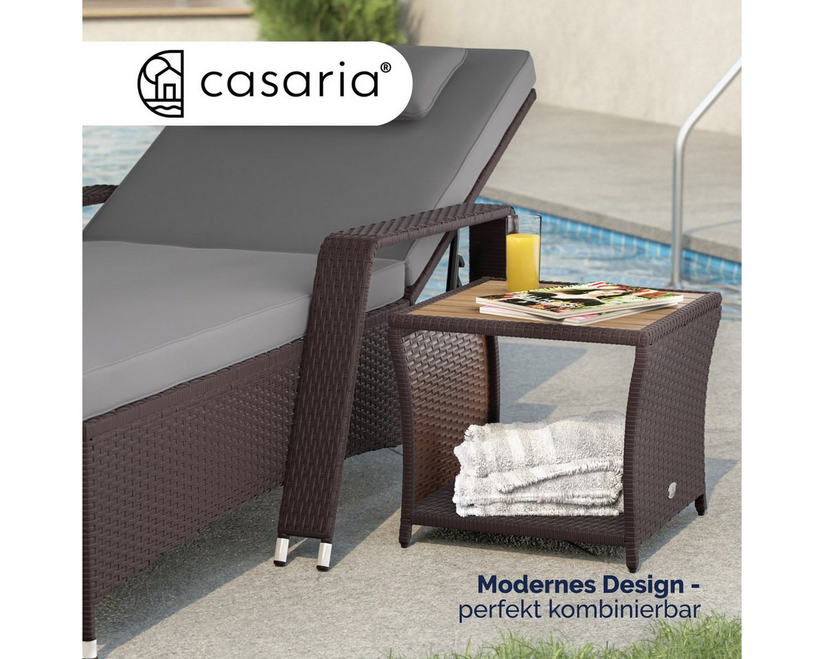 Casaria Beistelltisch, Polyrattan Akazienholz 45x45x40cm Wetterfest 80kg Belastbarkeit Garten – Bild 3 von 5