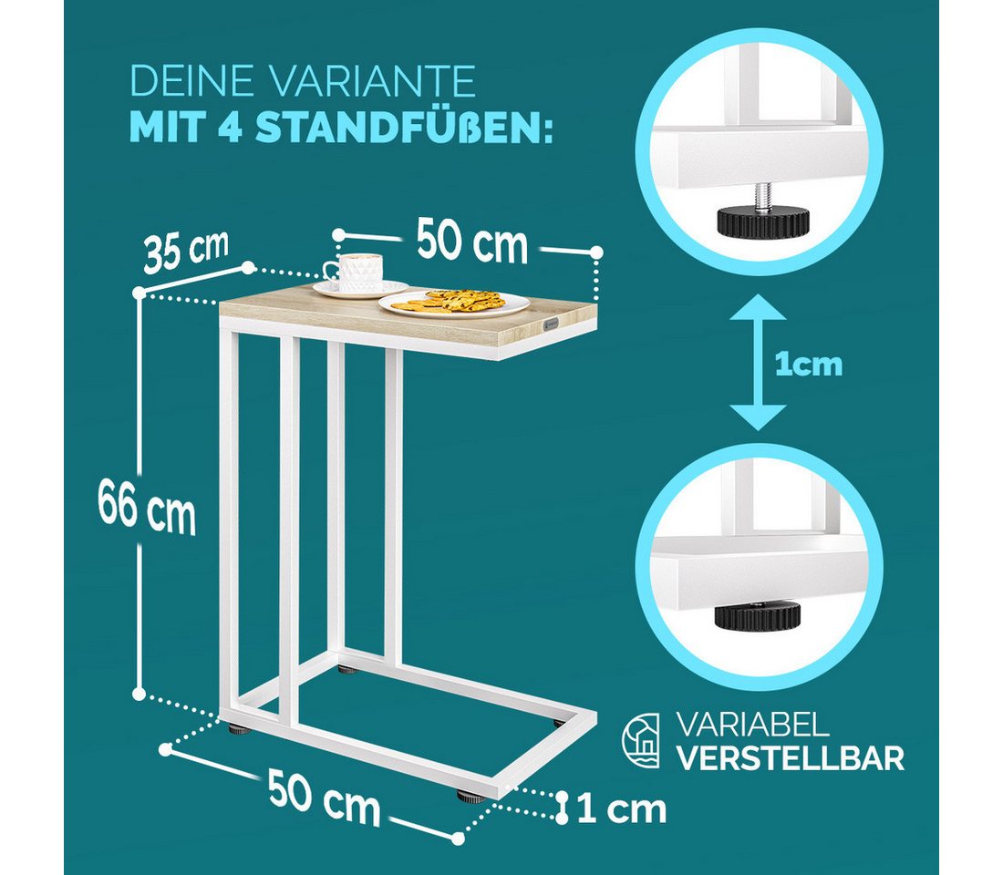 Casaria Beistelltisch, mit Rollen & Standfüßen 40kg Belastbar Kaffeetisch Wohnzimmer Stabil – Bild 5 von 5
