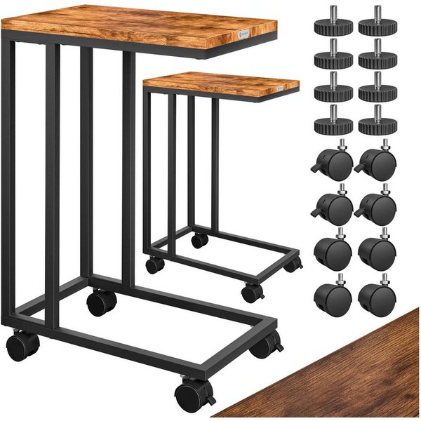 Casaria Beistelltisch, mit Rollen & Standfüßen 40kg Belastbar Kaffeetisch Wohnzimmer Stabil