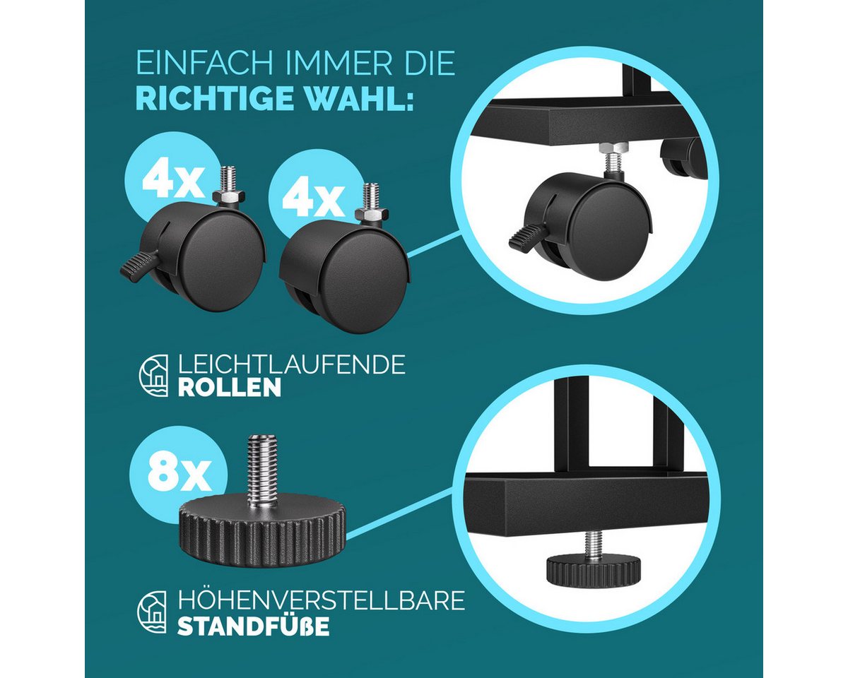 Casaria Beistelltisch, mit Rollen & Standfüßen 40kg Belastbar Kaffeetisch Wohnzimmer Stabil – Bild 2 von 5