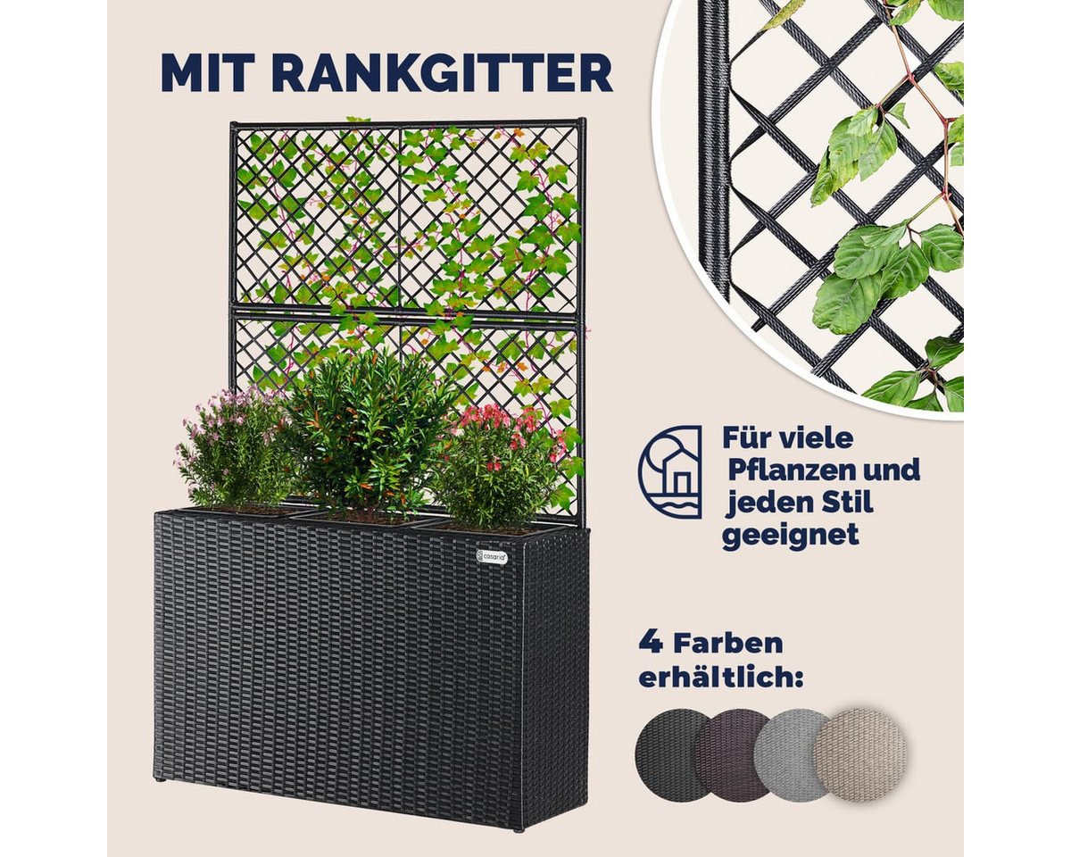 Casaria Blumenkasten, 3 Innentöpfe Rankgitter Polyrattangeflecht Rankhilfe – Bild 4 von 5