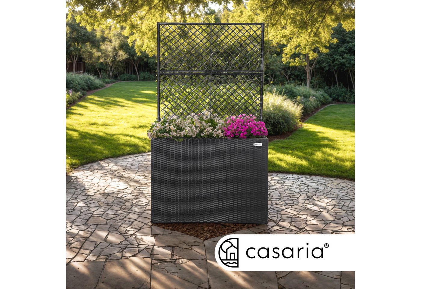 Casaria Blumenkasten, 3 Innentöpfe Rankgitter Polyrattangeflecht Rankhilfe – Bild 5 von 5