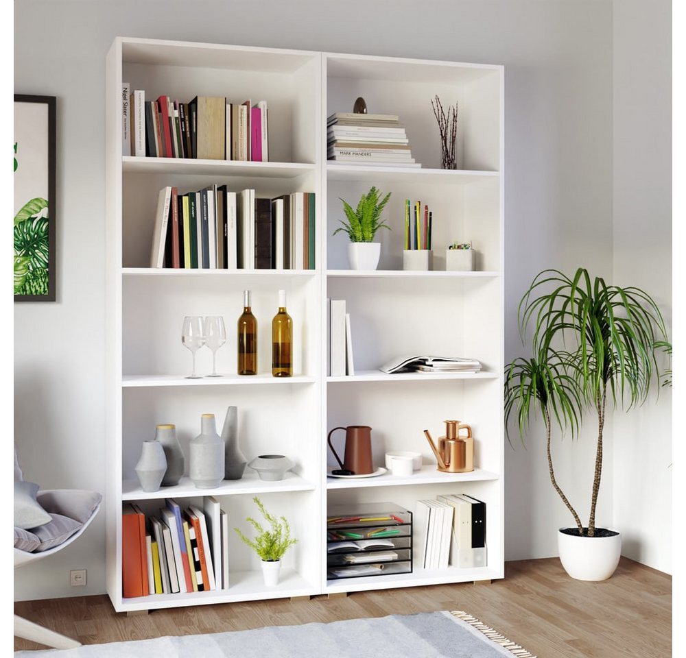 Casaria Bücherregal Vela, Weiß Holz 5 Fächer 190x60x28cm Wand Standregal Büroregal für Ordner – Bild 2 von 5