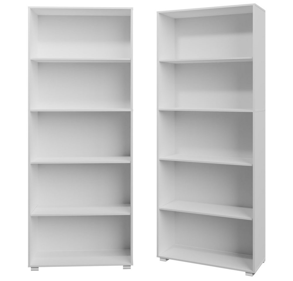 Casaria Bücherregal Vela, Weiß Holz 5 Fächer 190x60x28cm Wand Standregal Büroregal für Ordner – Bild 3 von 5