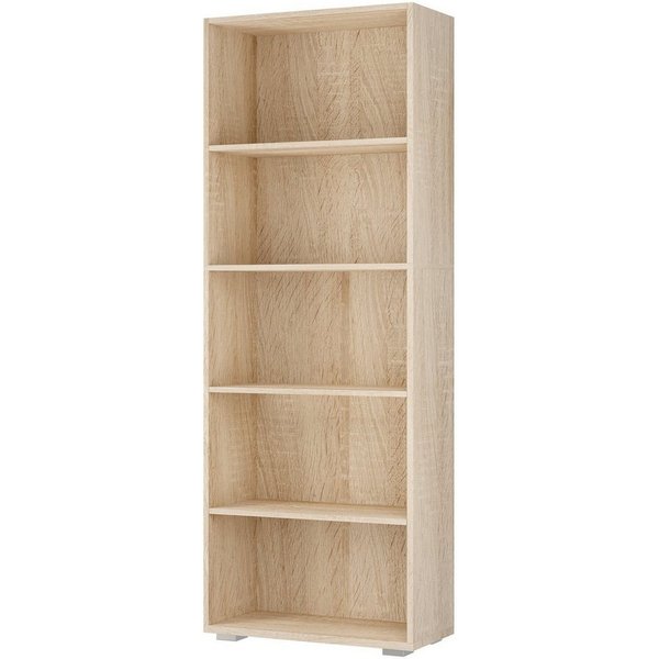 Casaria Bücherregal Vela, Eiche Holz 5 Fächer 190x60x28cm Wand Standregal Büroregal für Ordner