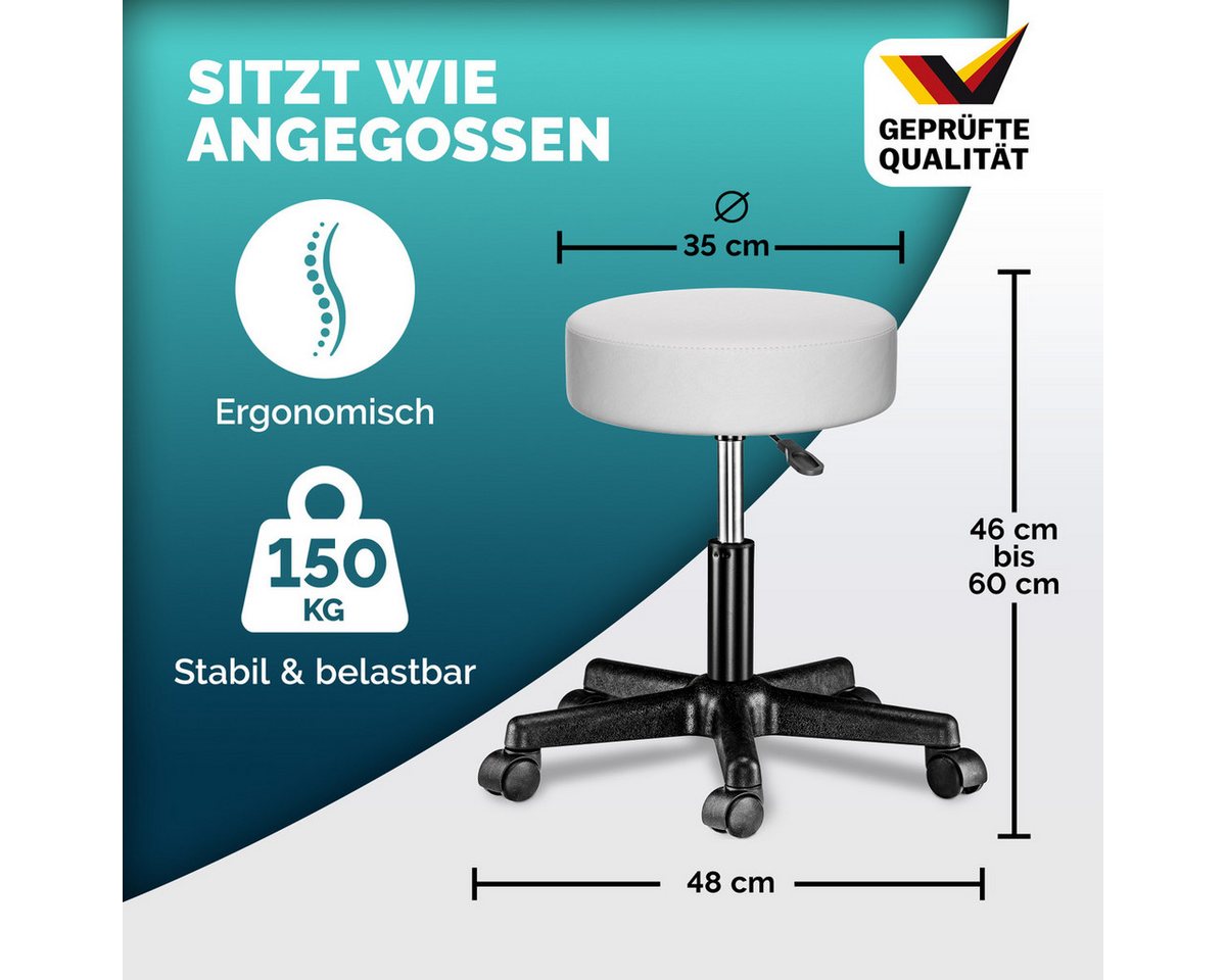Casaria Drehhocker, Höhenverstellbar 10cm Polsterung 46-60cm Sitzhöhe 360° Drehbar Ø35cm – Bild 4 von 5