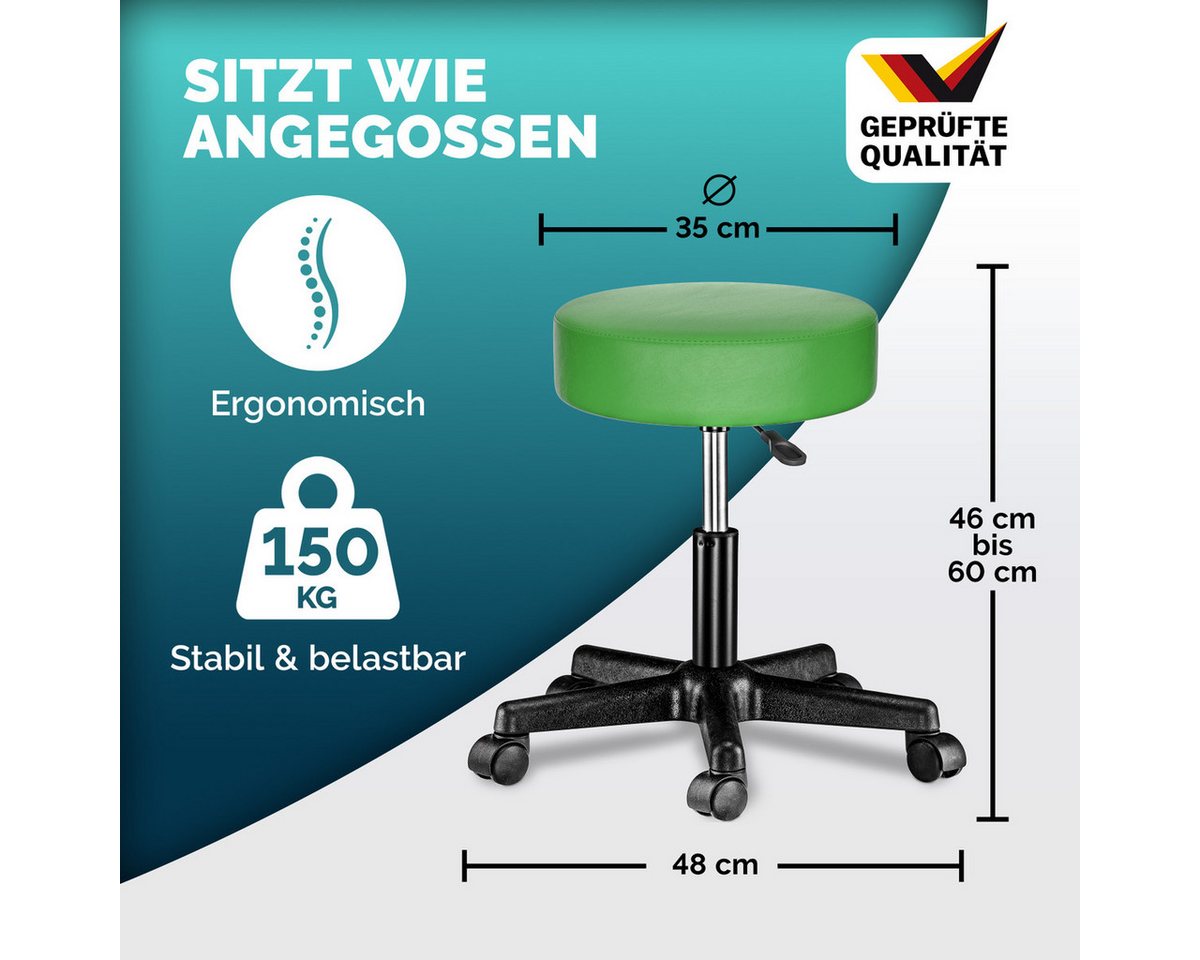 Casaria Drehhocker, Höhenverstellbar 10cm Polsterung 46-60cm Sitzhöhe 360° Drehbar Ø35cm – Bild 4 von 5