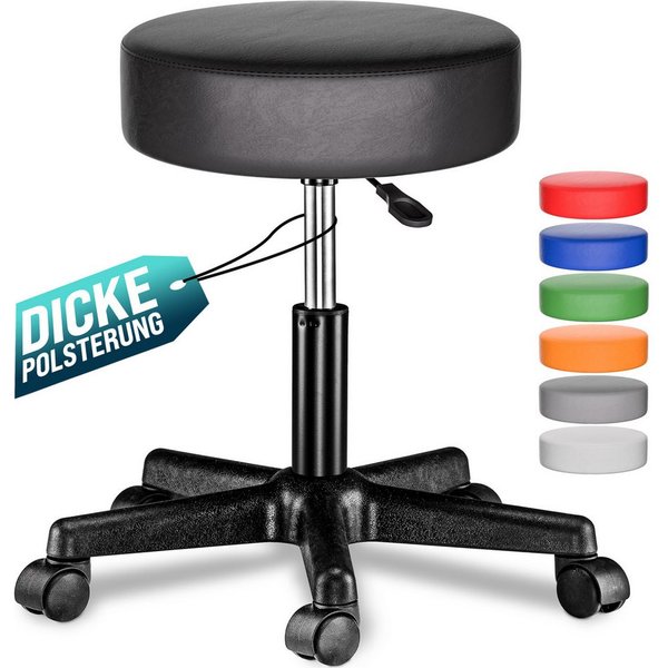 Casaria Drehhocker, Höhenverstellbar 10cm Polsterung 46-60cm Sitzhöhe 360° Drehbar Ø35cm