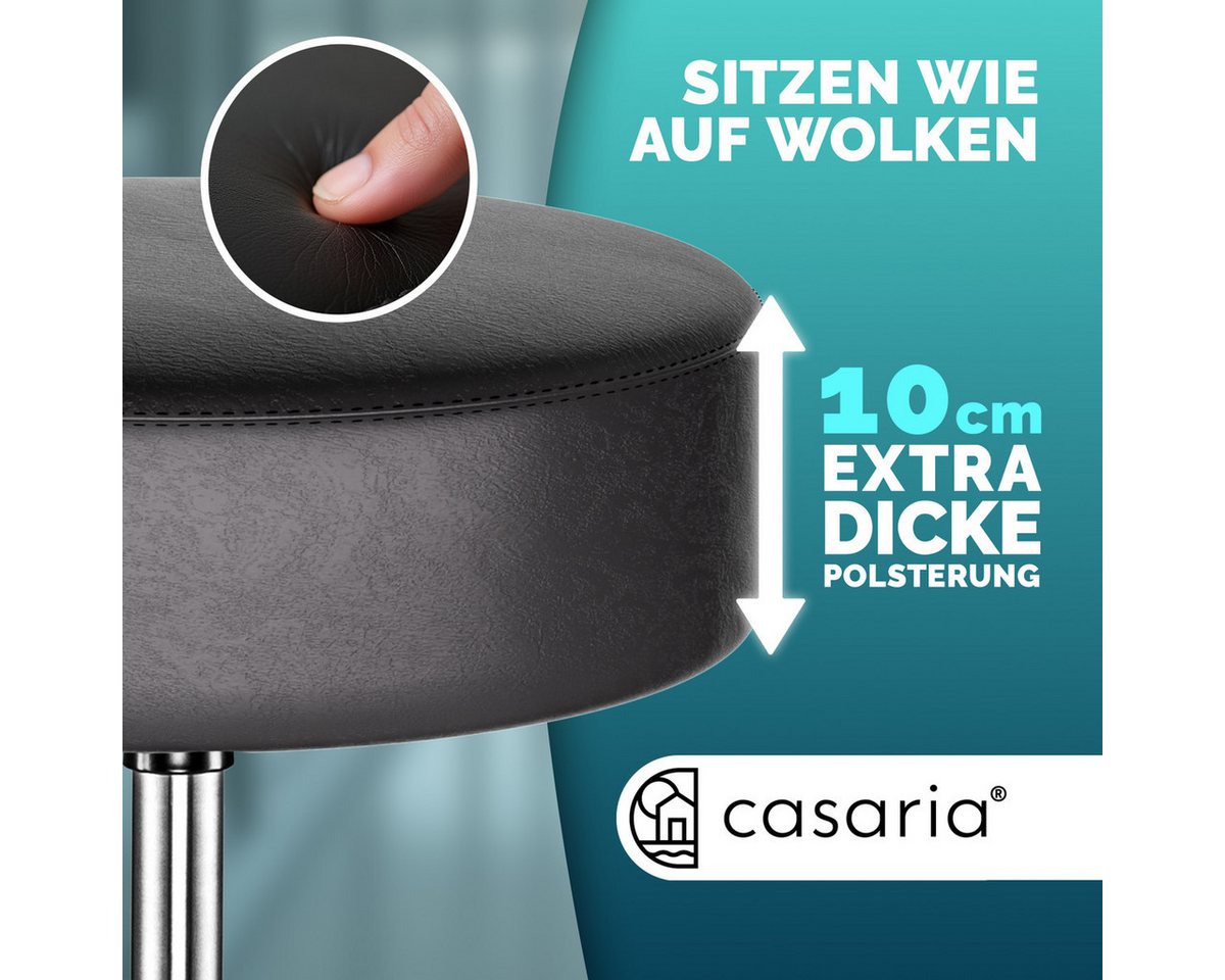 Casaria Drehhocker, Höhenverstellbar 10cm Polsterung 46-60cm Sitzhöhe 360° Drehbar Ø35cm – Bild 2 von 5