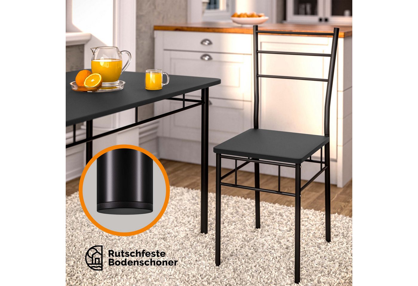 Casaria Essgruppe Leo, (5-tlg), mit 4 Stühlen Holz 5-tlg Set Metall 110x70cm Modern Esszimmer Küche – Bild 4 von 5