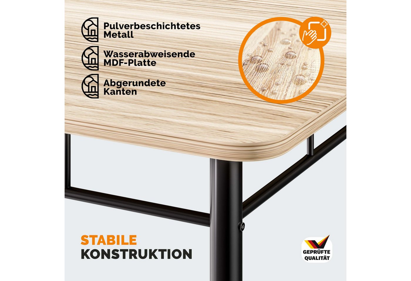 Casaria Essgruppe Leo, (5-tlg), mit 4 Stühlen Holz 5-tlg Set Metall 110x70cm Modern Esszimmer Küche – Bild 4 von 5