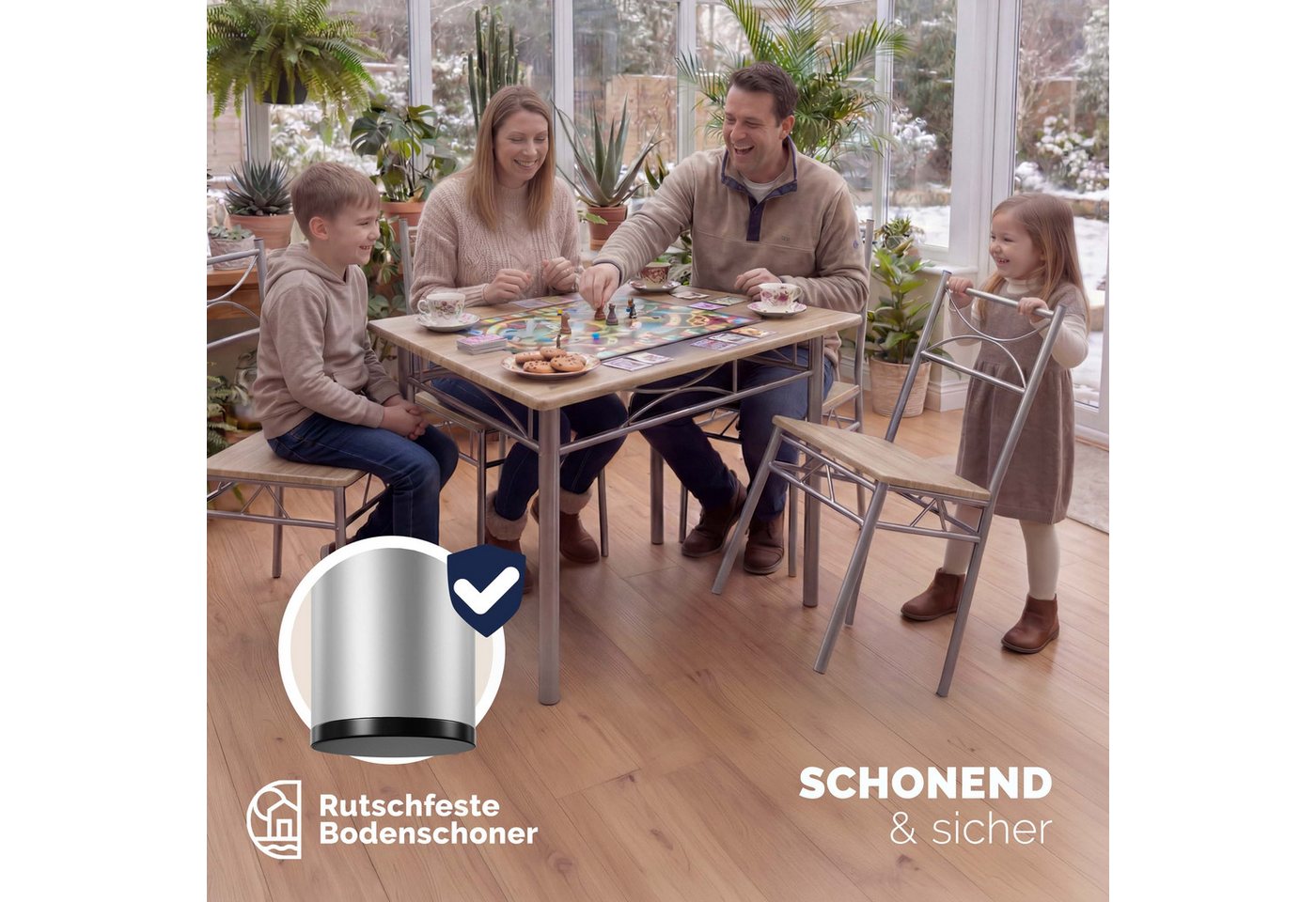 Casaria Essgruppe Paul, (5-tlg), Esstisch mit 4 Stühlen für Esszimmer Küche 5tlg. Sitzgruppe Robust – Bild 5 von 5