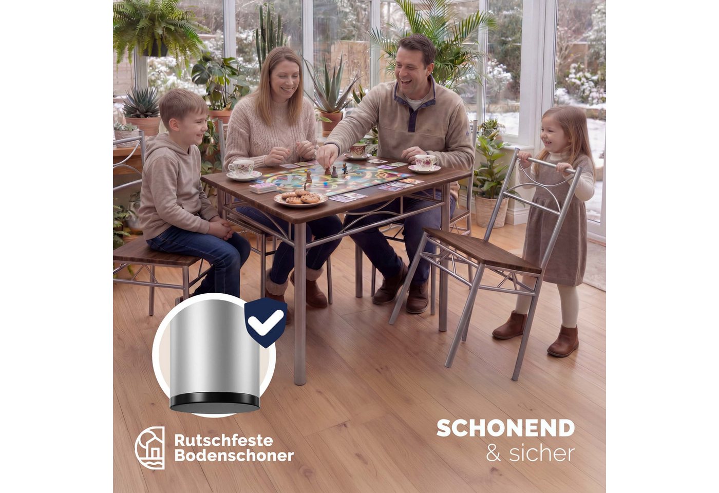 Casaria Essgruppe Paul, (5-tlg), Esstisch mit 4 Stühlen für Esszimmer Küche 5tlg. Sitzgruppe Robust – Bild 5 von 5