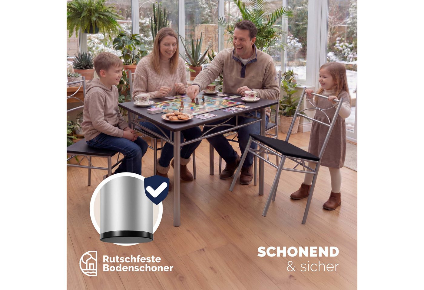 Casaria Essgruppe Paul, (5-tlg), Sitzgruppe Küchentisch mit 4 Stühlen für Esszimmer Küche Essgruppe – Bild 5 von 5
