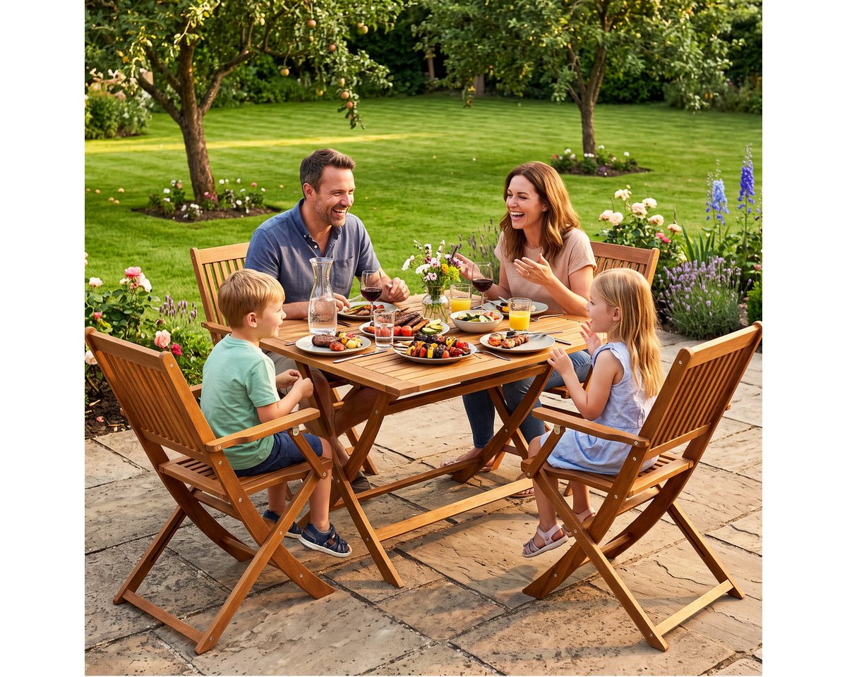 Casaria Garten-Essgruppe, (5-tlg), Gartenmöbel Set Neues Modell 2026 1 Tisch & 4 Stühle inkl. Armlehnen – Bild 2 von 5