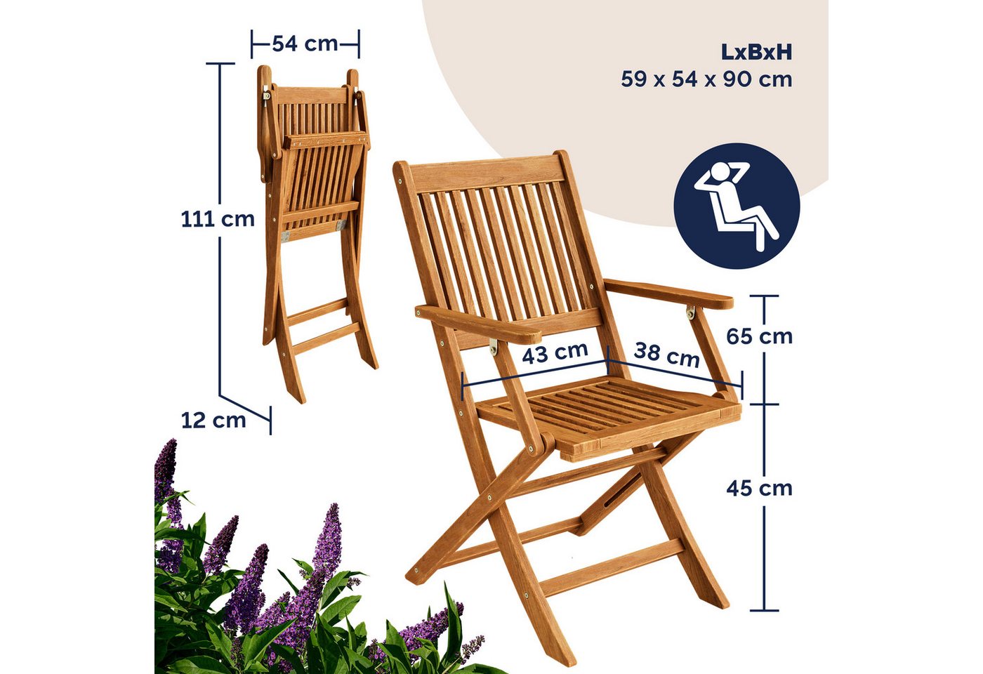 Casaria Garten-Essgruppe, (5-tlg), Gartenmöbel Set Neues Modell 2026 1 Tisch & 4 Stühle inkl. Armlehnen – Bild 4 von 5