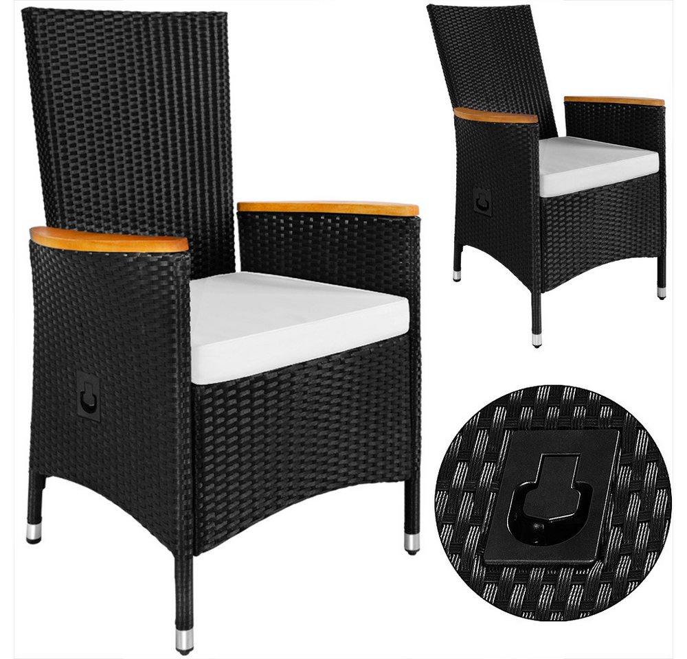 Casaria Garten-Essgruppe, (9-tlg), 8 Personen Polyrattan 2 verstellbare Lehnen Auflagen Holz Wetterfest – Bild 3 von 5