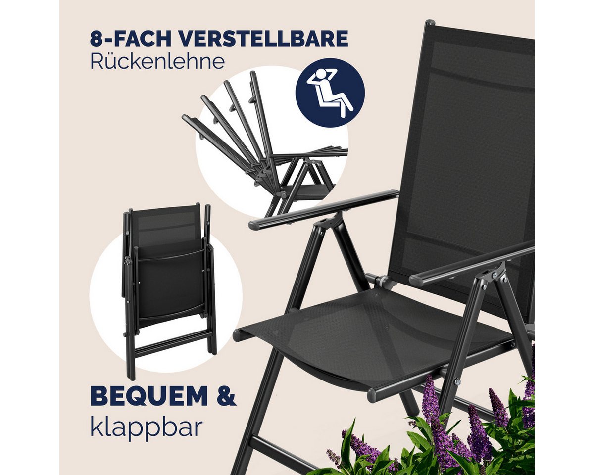 Casaria Garten-Essgruppe WPC Bern, (7-tlg), Aluminium 8-fach Verstellbar Hochlehner Stühle Klappbar WPC – Bild 3 von 5