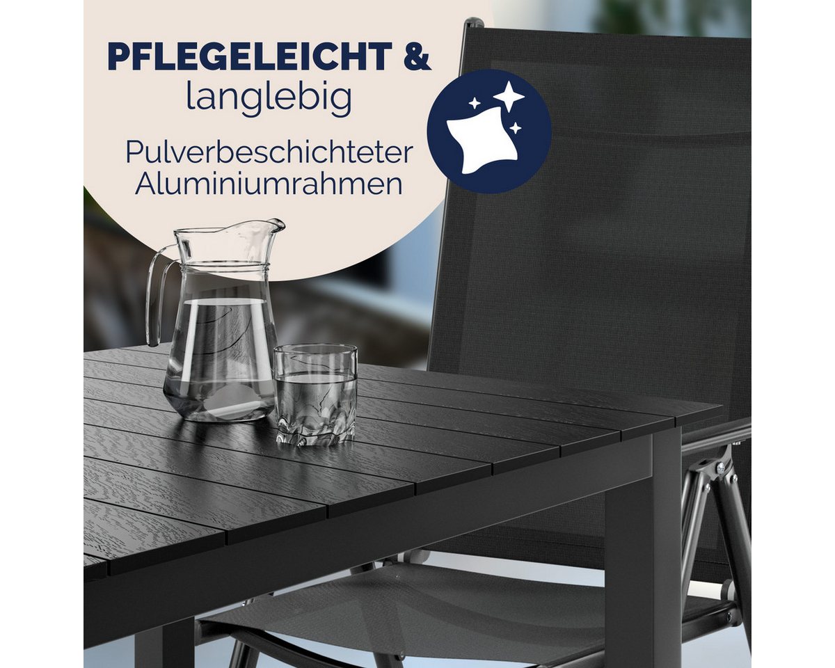 Casaria Garten-Essgruppe WPC Bern, (7-tlg), Aluminium 8-fach Verstellbar Hochlehner Stühle Klappbar WPC – Bild 5 von 5