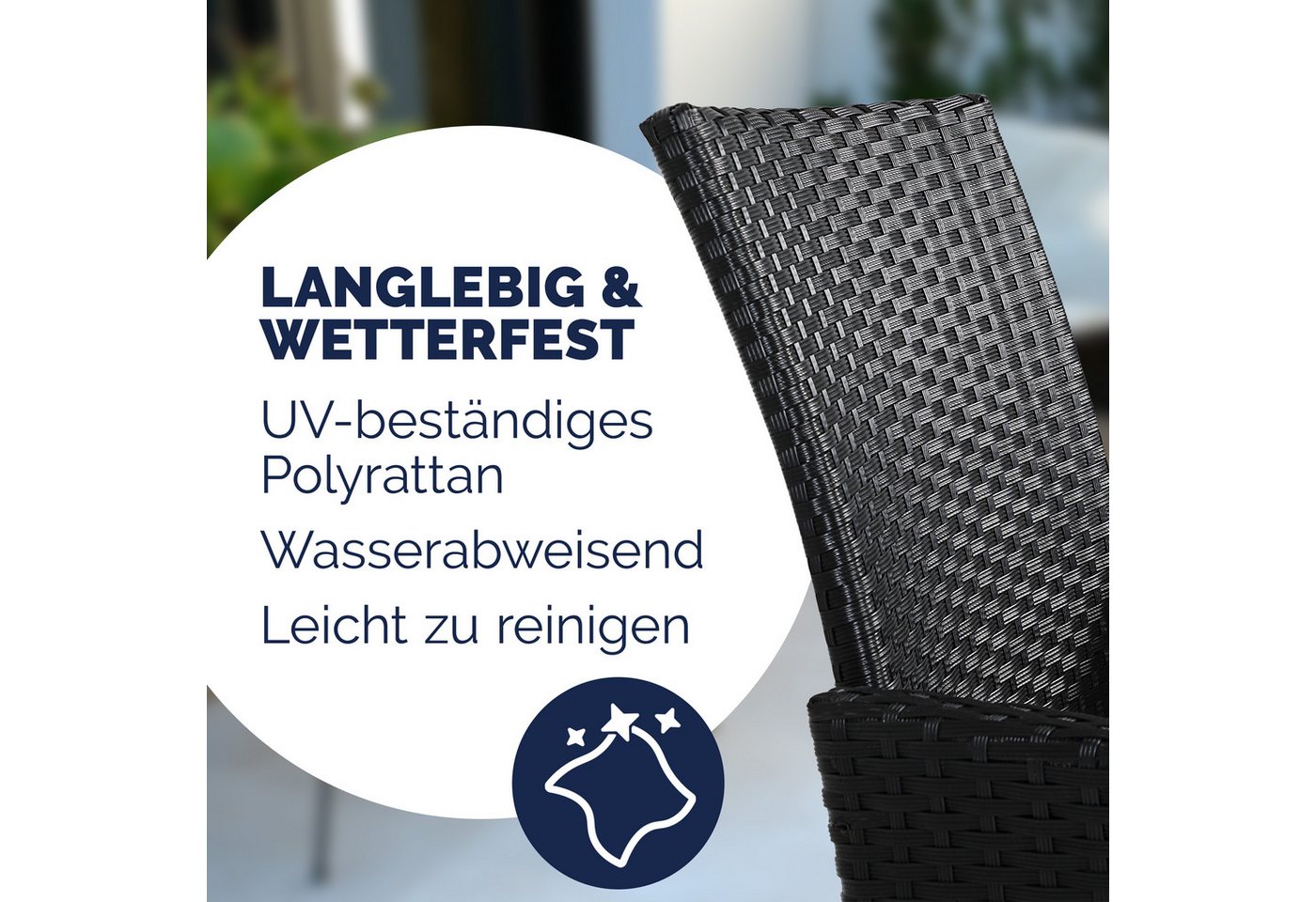 Casaria Gartenbank, Sitzbank inkl. Auflagen Polyrattan 320kg Belastbar Tisch Garten – Bild 2 von 5
