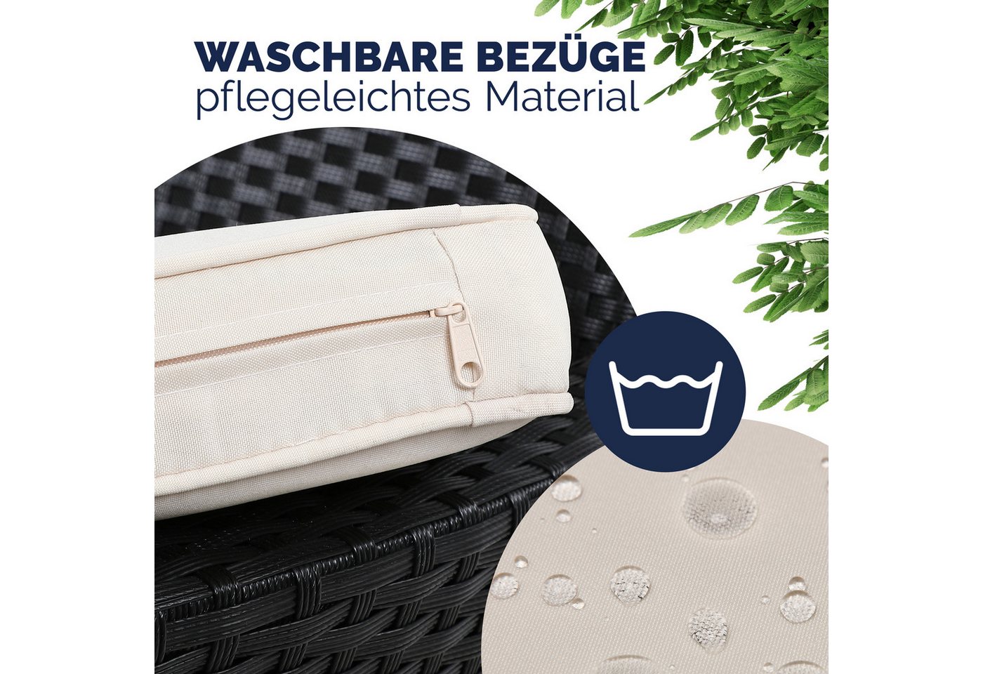 Casaria Gartenbank, Sitzbank inkl. Auflagen Polyrattan 320kg Belastbar Tisch Garten – Bild 3 von 5