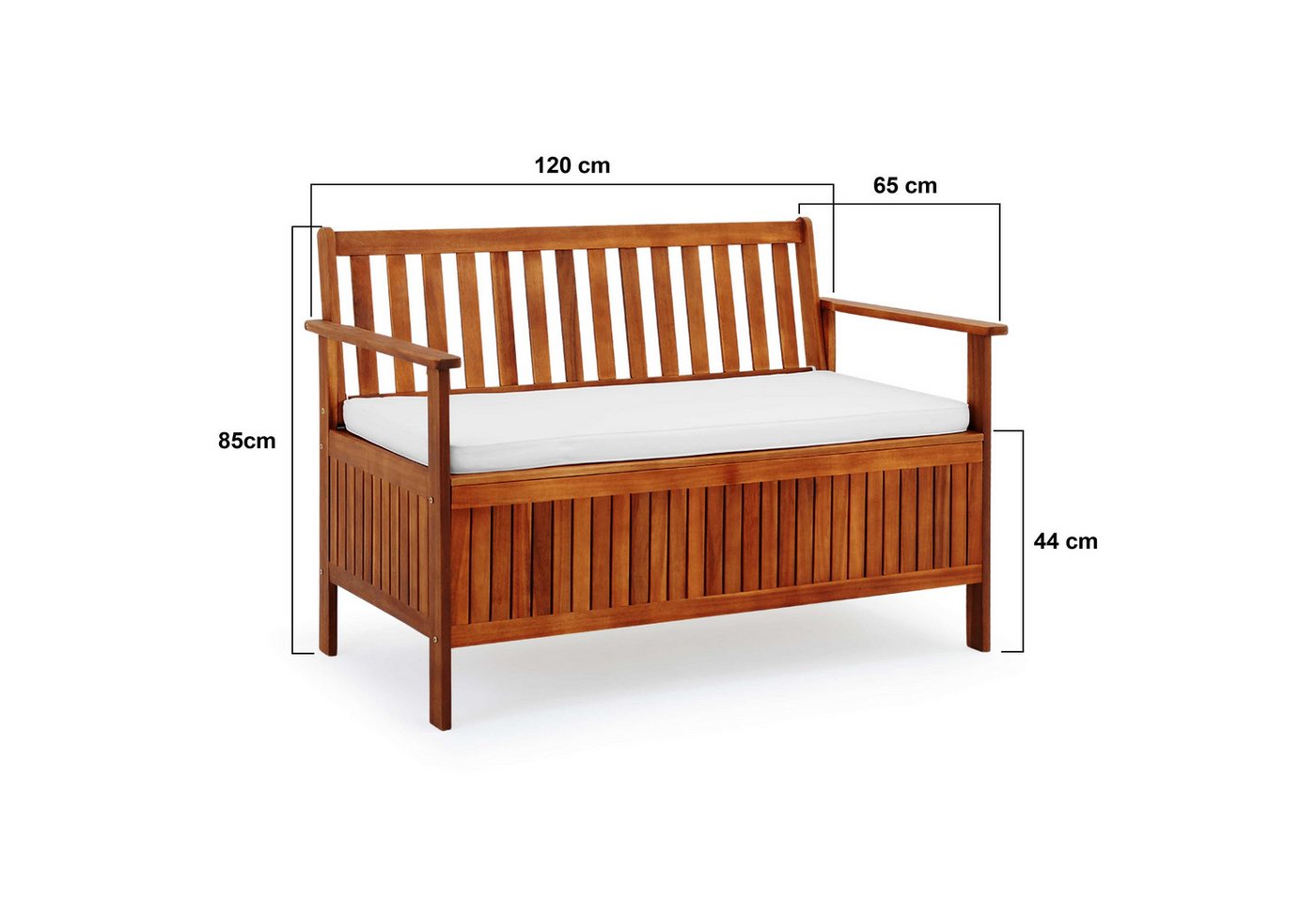 Casaria Gartenbank, Sitzbank inkl. Auflage 320kg Belastbar Garten Holzbank Akazie – Bild 2 von 5