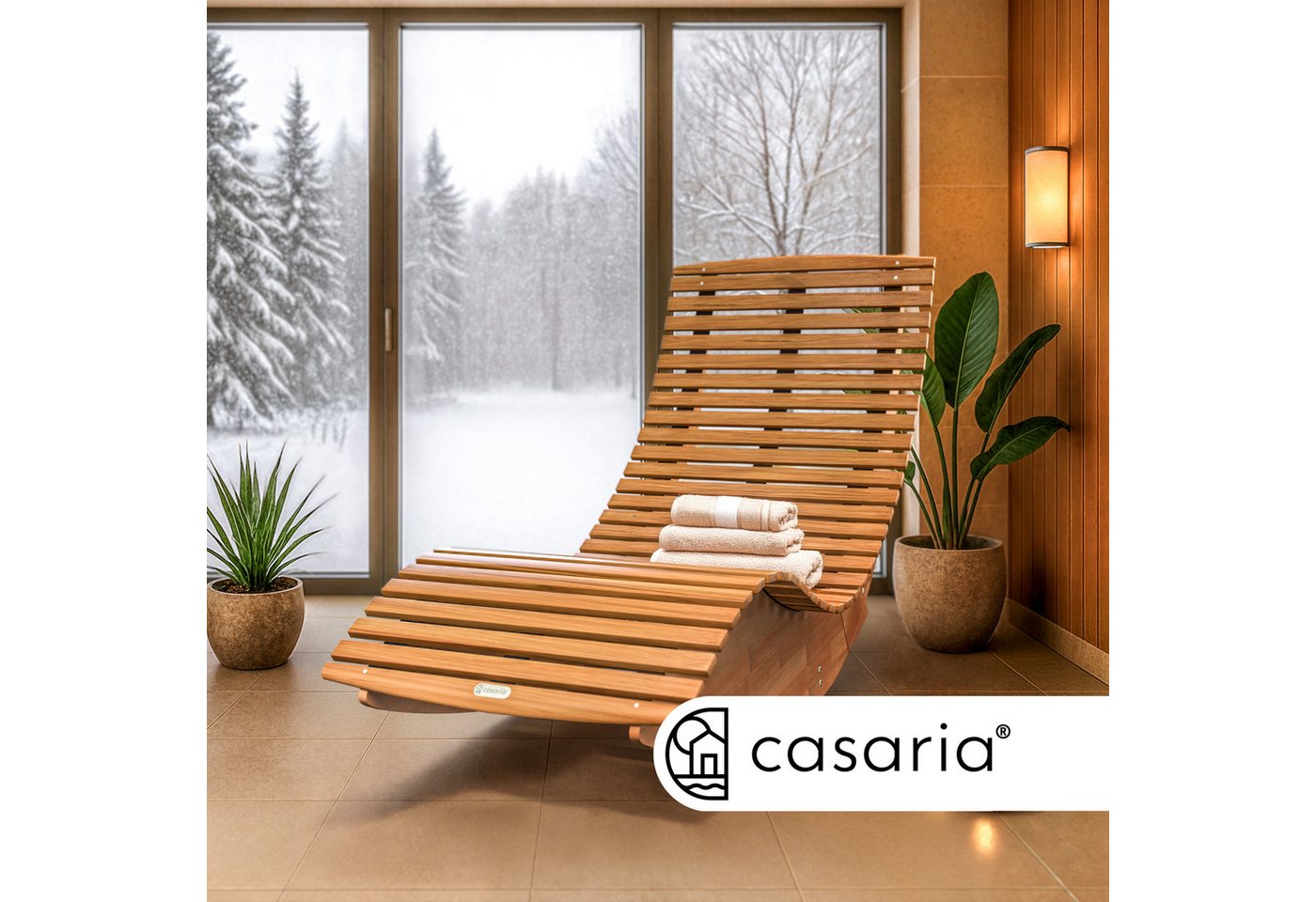 Casaria Gartenliege, 2 St., Klappbar Wetterfest Holz 160kg Belastbarkeit Akazie Garten Liege – Bild 2 von 5