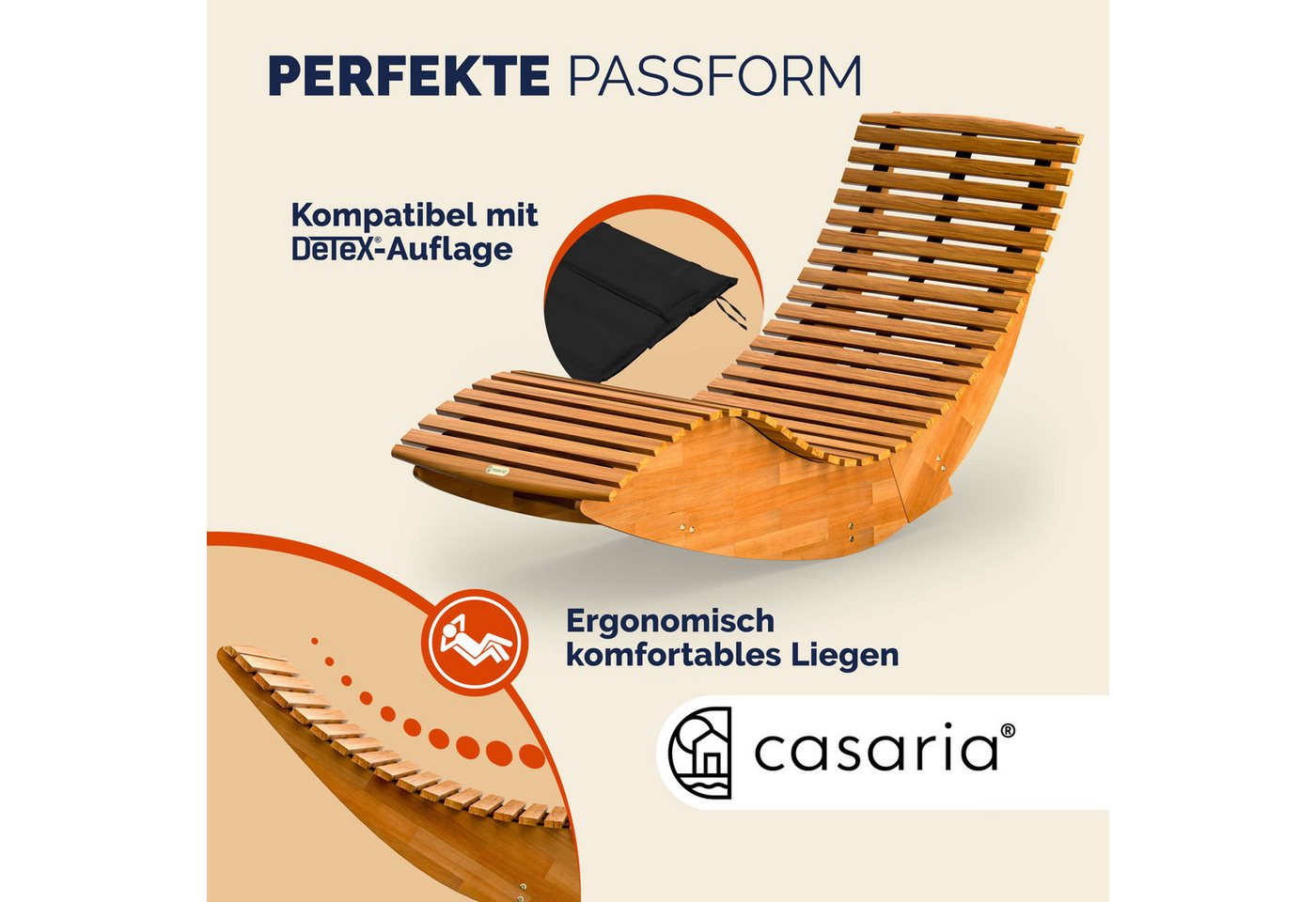 Casaria Gartenliege, 2 St., Klappbar Wetterfest Holz 160kg Belastbarkeit Akazie Garten Liege – Bild 5 von 5