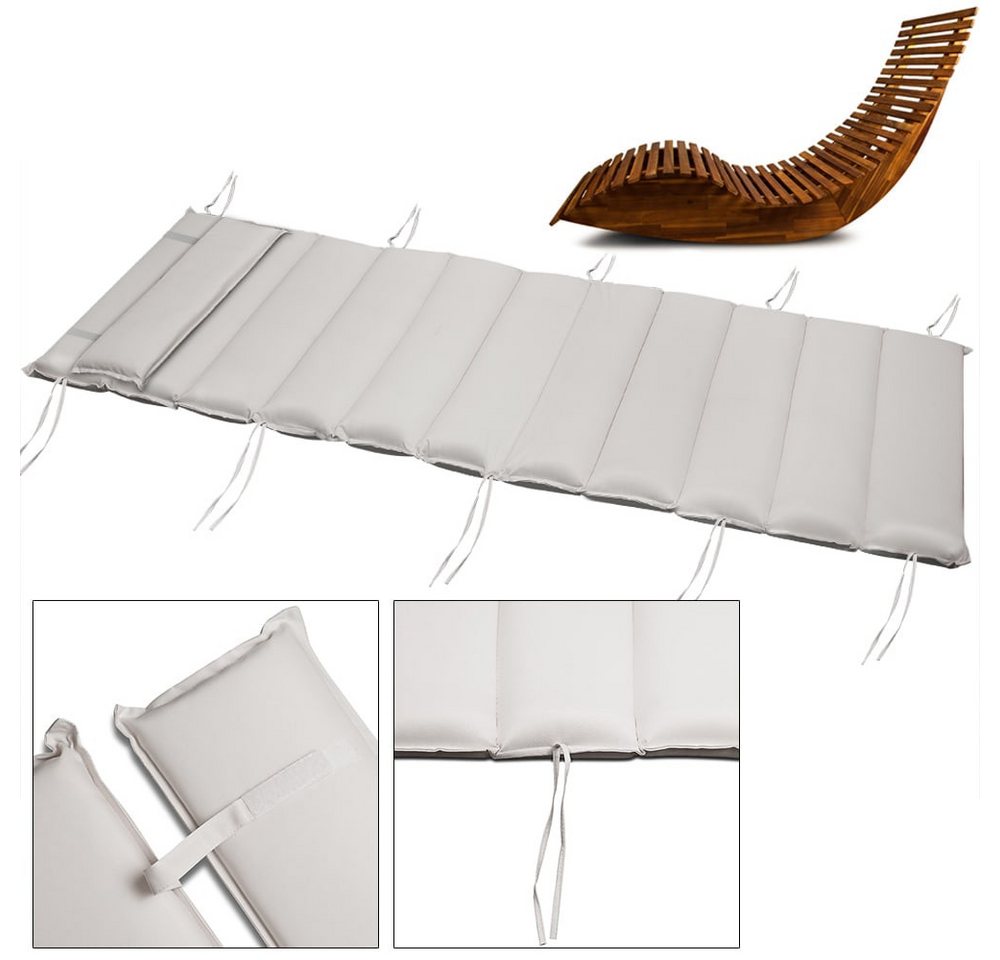 Casaria Gartenliege, 2x Sonnenliege inkl. Auflage Holz Klappbar FSC® Garten Creme – Bild 5 von 5