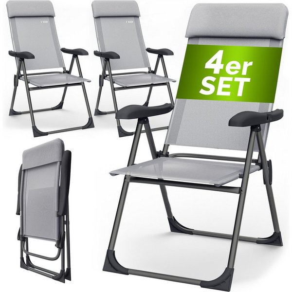 Casaria Gartenstuhl, Klappbar 4er Set 7-fach Verstellbar Alu mit hoher Rückenlehne
