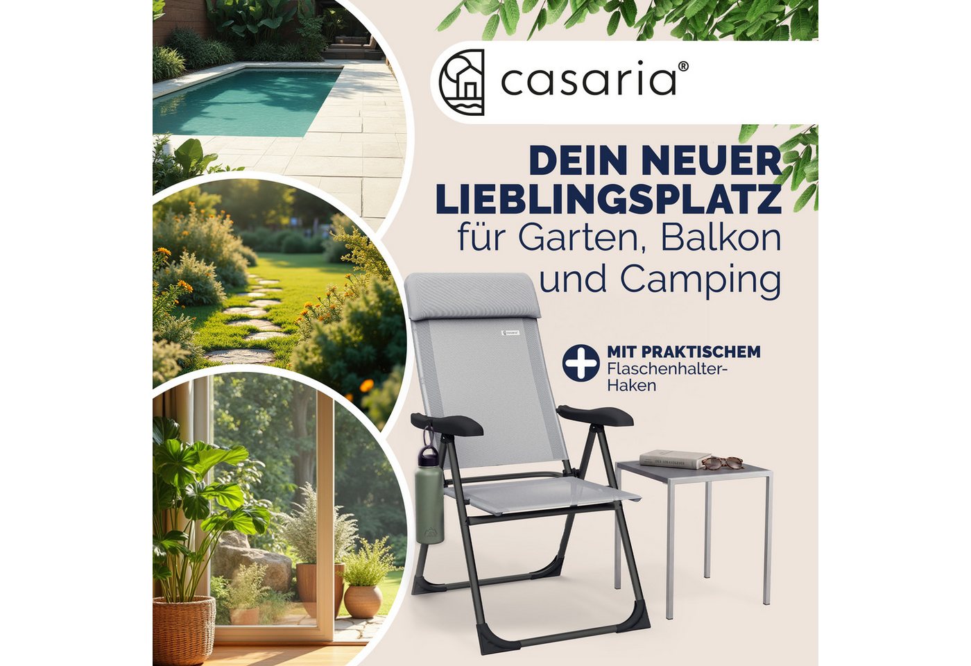 Casaria Gartenstuhl, Klappbar 4er Set 7-fach Verstellbar Alu mit hoher Rückenlehne – Bild 2 von 5