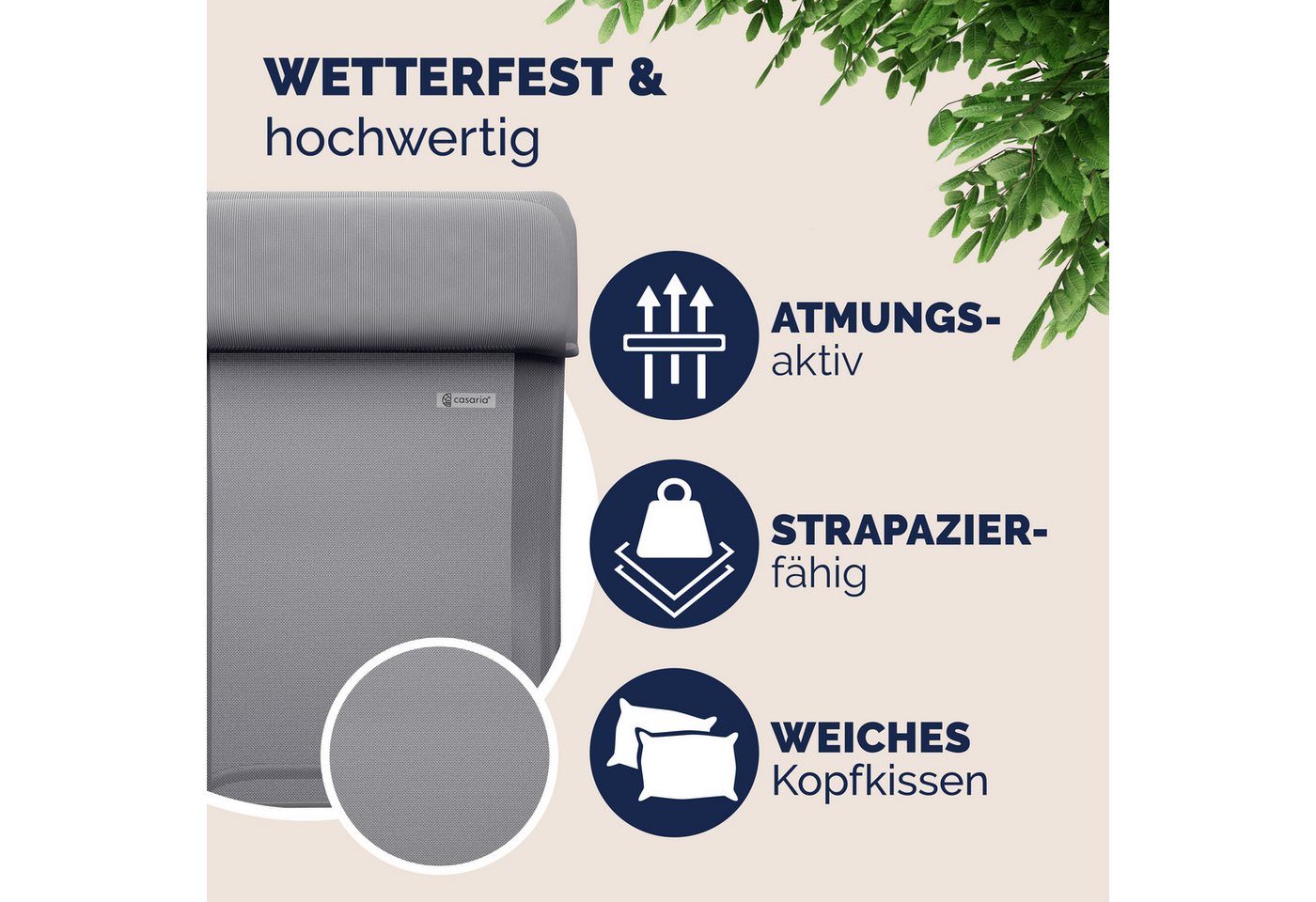 Casaria Gartenstuhl, Klappbar 4er Set 7-fach Verstellbar Alu mit hoher Rückenlehne – Bild 5 von 5