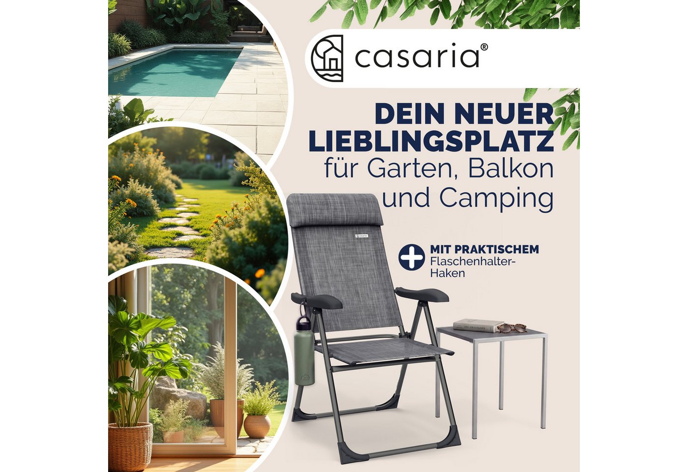 Casaria Gartenstuhl, Klappbar 4er Set 7-fach Verstellbar Alu mit hoher Rückenlehne – Bild 2 von 5