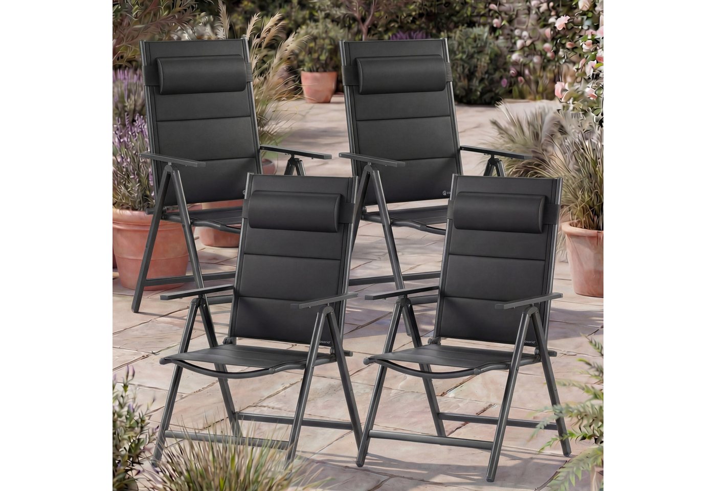 Casaria Gartenstuhl Bern Premium (4 St), Lehne 8-Fach Verstellbar Alu Gepolstert 120kg Belastbarkeit Wetterfest – Bild 2 von 5