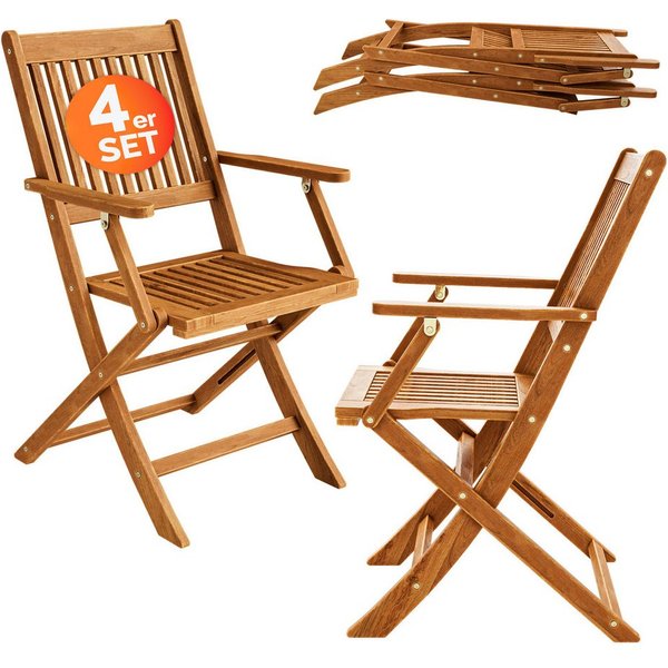 Casaria Gartenstuhl Sydney, Gartenstuhl Holz FSC®-zertifiziert Akazie Klappbar 56x54cm Garten