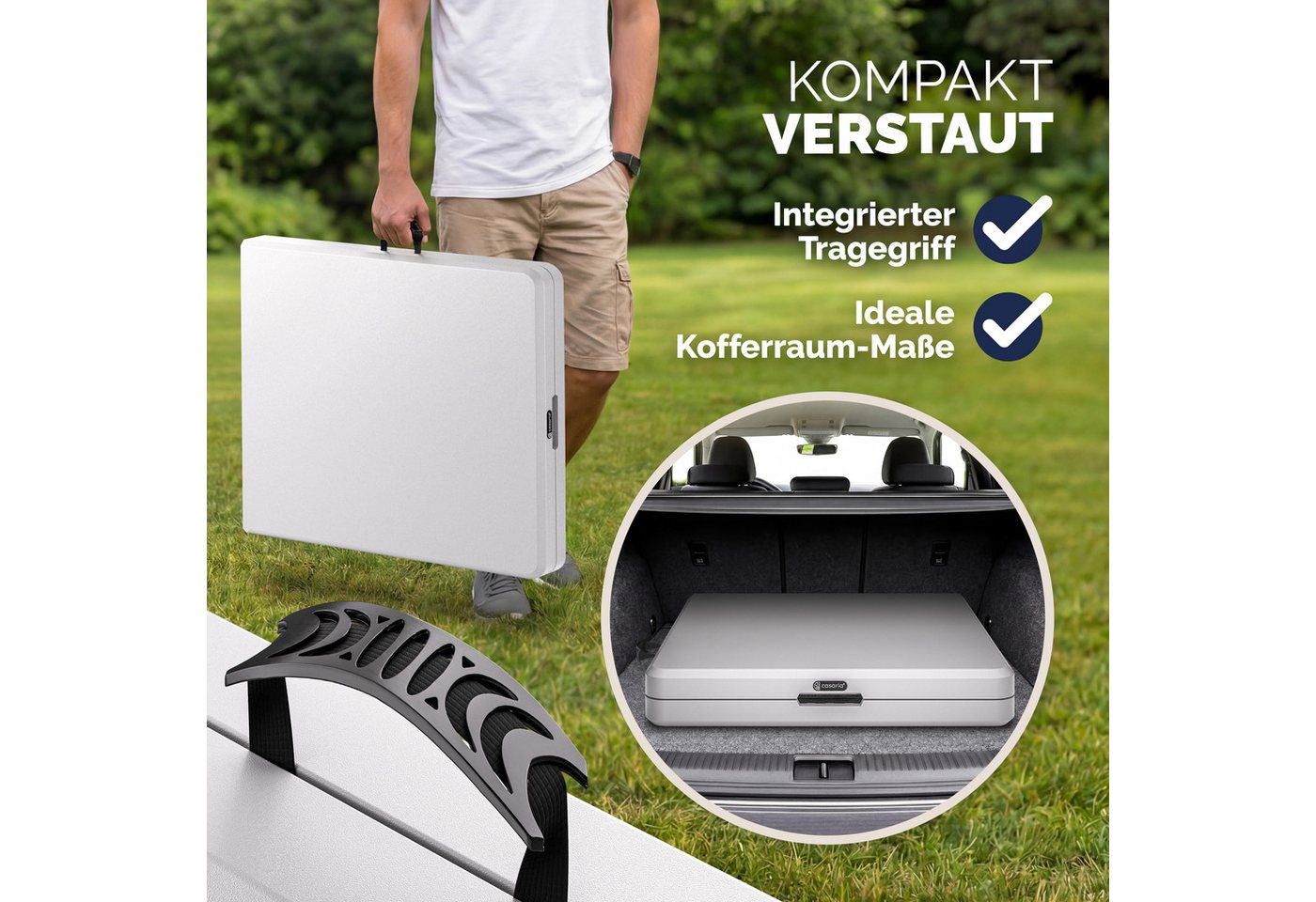Casaria Gartentisch (1-St), 180x75cm Klappbar Wetterfest Tragbar Garten Camping Buffettisch Party – Bild 5 von 5