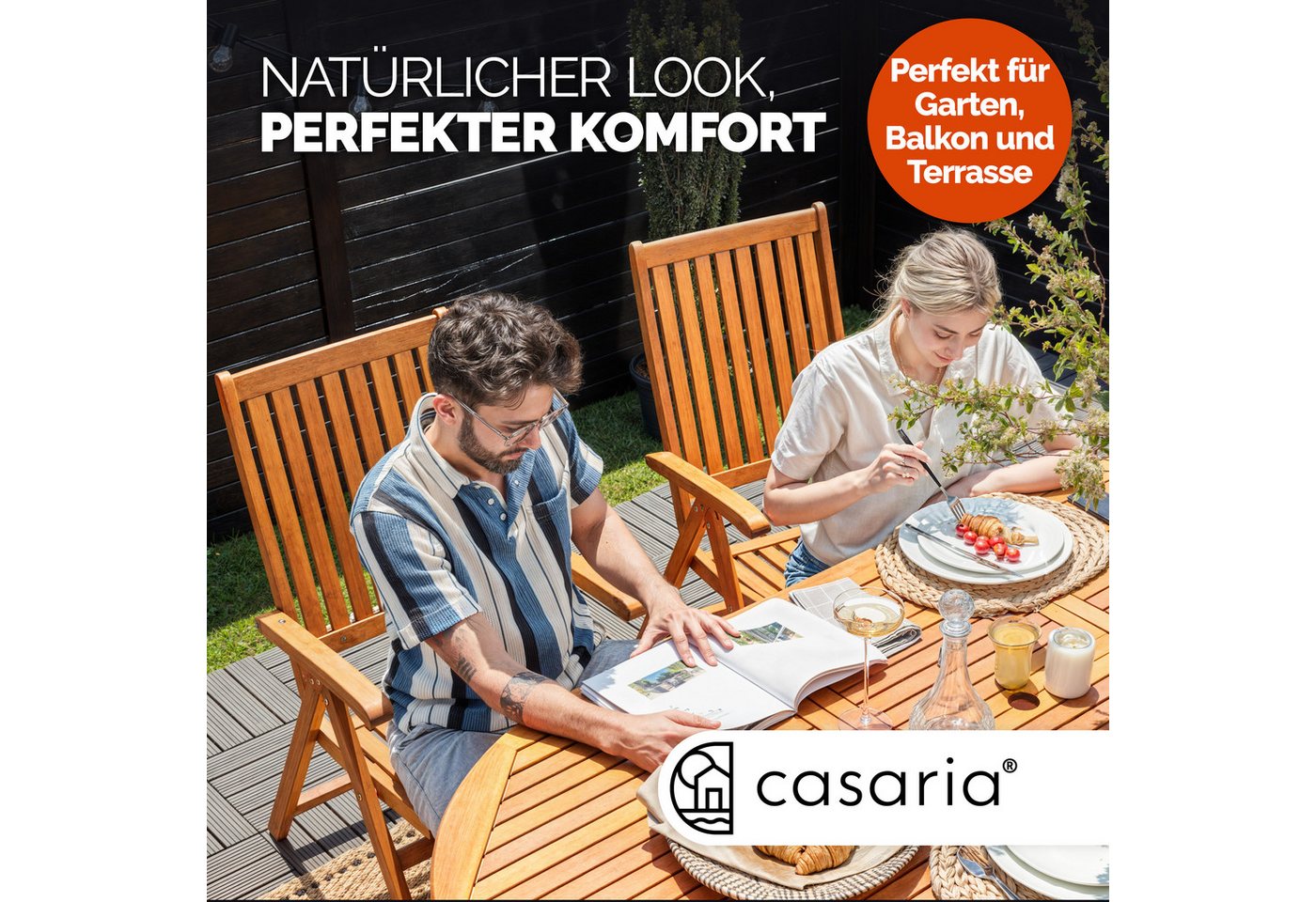 Casaria Gartentisch Vanamo, Wetterfest Klappbar Holz FSC®-zertifiziert 200cm 80kg Belastbarkeit – Bild 4 von 5