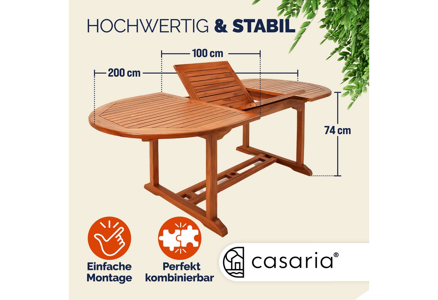 Casaria Gartentisch Vanamo, Wetterfest Klappbar Holz FSC®-zertifiziert 200cm 80kg Belastbarkeit – Bild 5 von 5