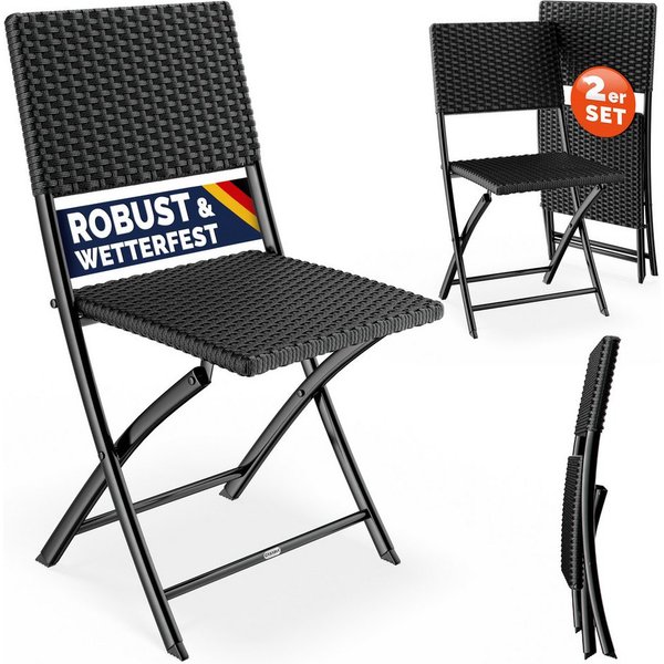 Casaria Klappstuhl Rom (2 St), Polyrattan 2er Set 120kg Belastbarkeit Platzsparend Klappbar Leicht