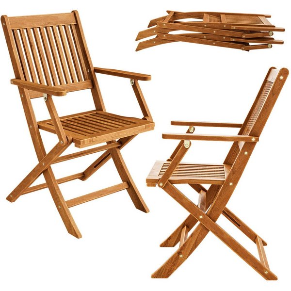 Casaria Klappstuhl Sydney, Gartenstuhl Holz FSC®-zertifiziert Akazie Klappbar 56x54cm Garten