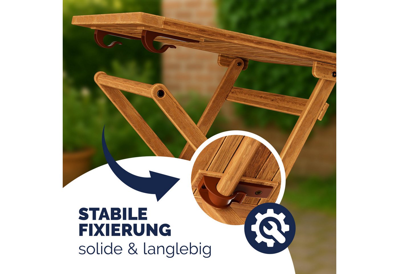 Casaria Klapptisch (1-St), Balkontisch Klappbar Holz 70x70cm 80kg Belastbar Balkon Garten Tisch – Bild 5 von 5