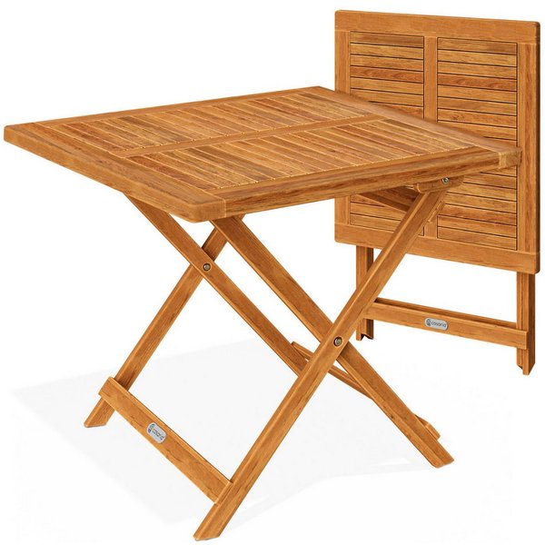 Casaria Klapptisch Akazie (1-St), Holz Vollmontiert Klappbar 80kg Belastbar 46x46cm wetterfest Balkon