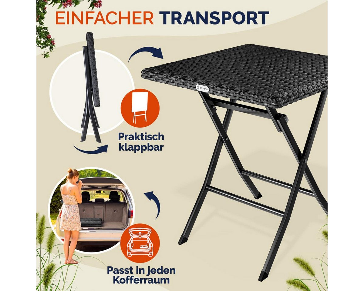Casaria Klapptisch Rom (1-St), Polyrattan 65x65cm Platzsparend Klappbar Tragbar 60kg Belastbarkeit – Bild 2 von 5