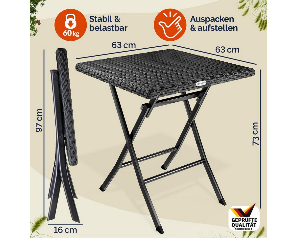 Casaria Klapptisch Rom (1-St), Polyrattan 65x65cm Platzsparend Klappbar Tragbar 60kg Belastbarkeit – Bild 3 von 5
