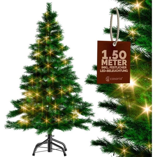 Casaria Künstlicher Weihnachtsbaum, 140 cm LED Lichterkette Edeltanne 470 Spitzen Naturgetreu